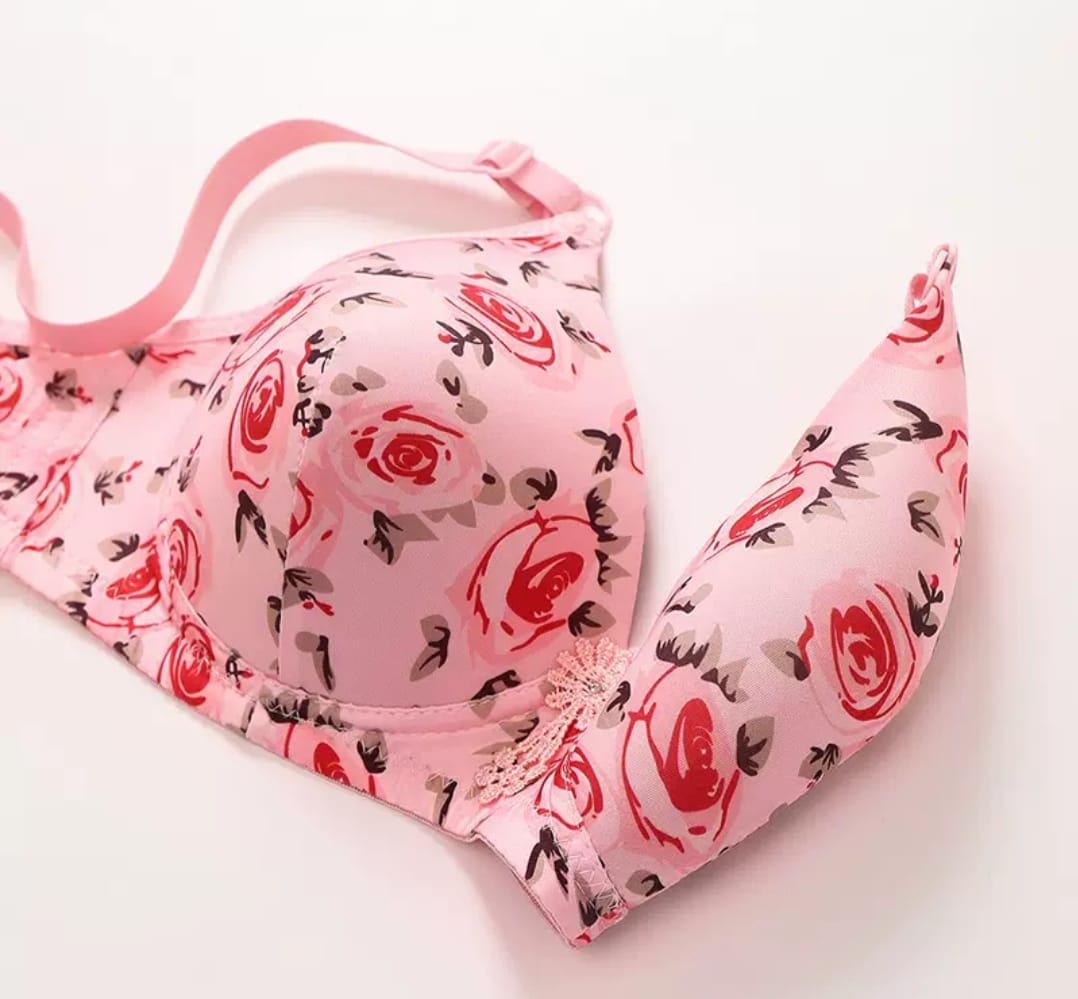 Printed Soft Cotton Padded Bra for Women | Comfortable Everyday Wear Undergarments with Stylish Print, Breathable Fabric &amp; Gentle Support (Random Color) - 34