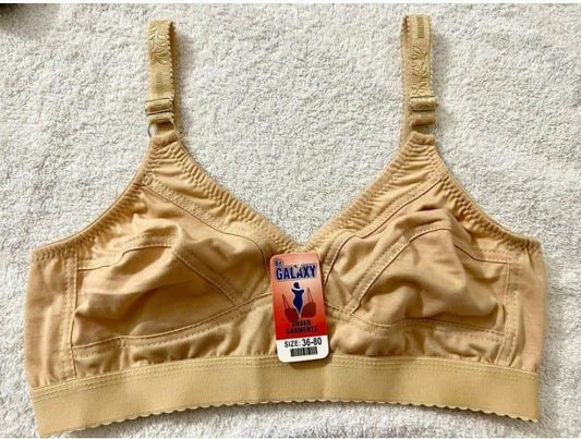 Plain Non-Padded Cotton Bra – Lightweight &amp; Comfortable Everyday Wear | Beige, Sizes 32–42 - 32